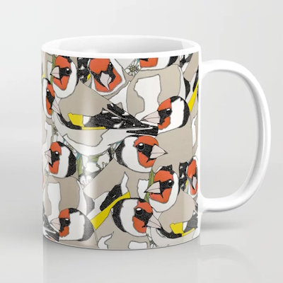 just goldfinches society6 mug sharon turner