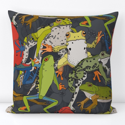 leaping frogs mica large spoonflower throw pillow sharon turner 