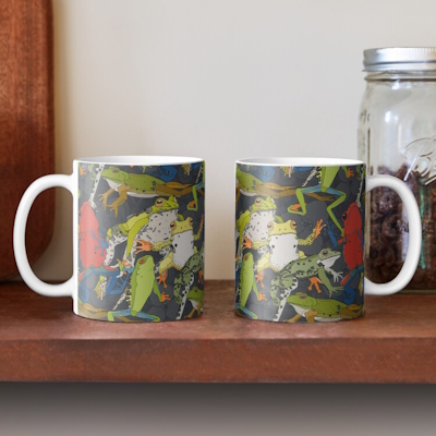 leaping frogs mica redbubble coffee mug sharon turner