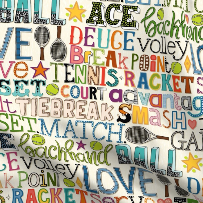 tennis typography large spoonflower sharon turner scrummy