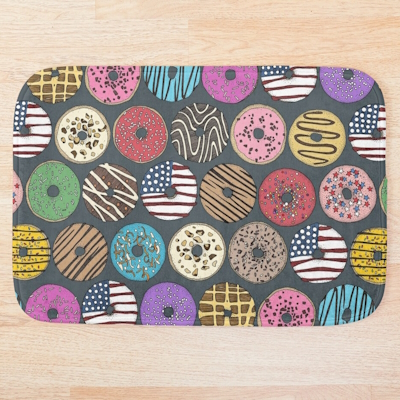 american donuts gray redbubble bath mat sharon turner