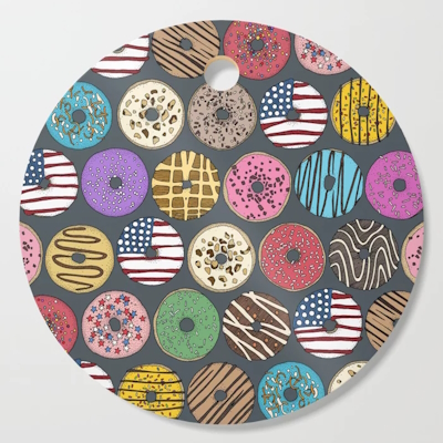 american donuts gray cutting board society6 sharon turner