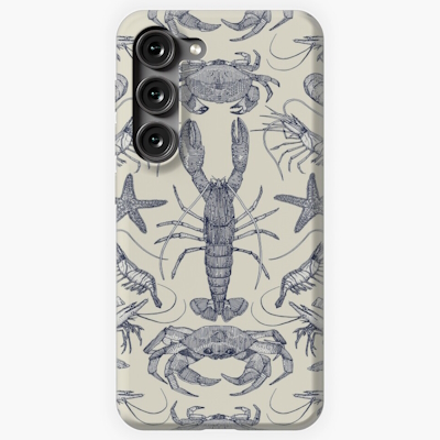 cornwall crustaceans damask blue pearl redbubble samsung galaxy snap case sharon turner
