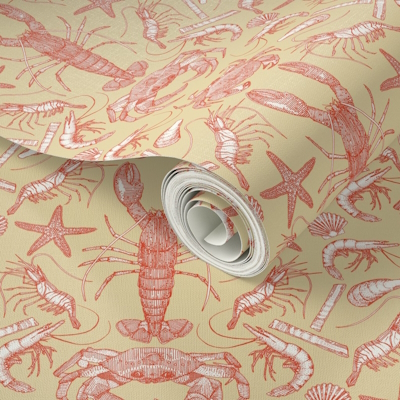 cornwall crustaceans damask cayenne nectar small spoonflower peel and stick wallpaper sharon turner scrummy