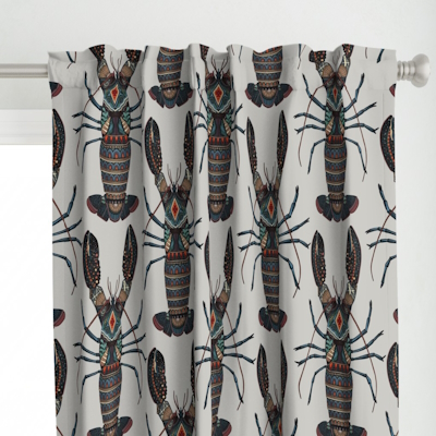 lobster silver large spoonflower curtain panel sharon turner scrummy