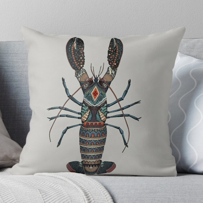 lobster silver redbubble throw pillow sharon turner