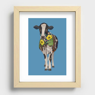 cow blue recessed wall art society6 sharon turner