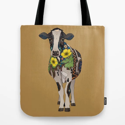 cow gold tote bag society6 sharon turner