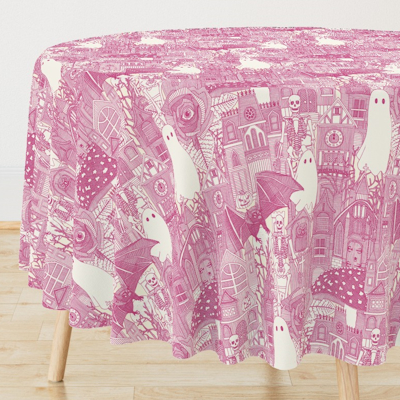 midnight halloween pink spoonflower tablecloth sharon turner