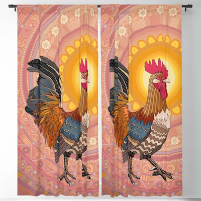 rooster sunrise pastel society6 blackout curtains sharon turner