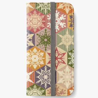 snowflake patchwork iphone wallet redbubble sharon turner