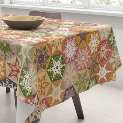 snowflake patchwork society6 tablecloth sharon turner