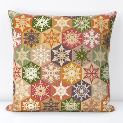 snowflake patchwork spoonflower throw pillow sharon turner scrummy