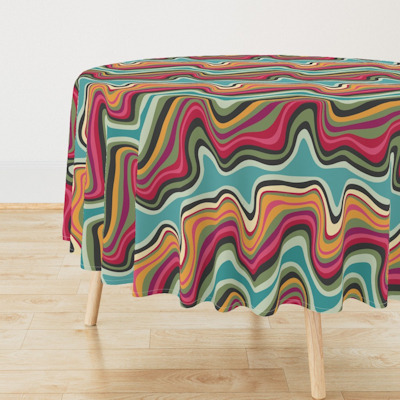retro wave MANA spoonflower round tablecloth sharon turner scrummy