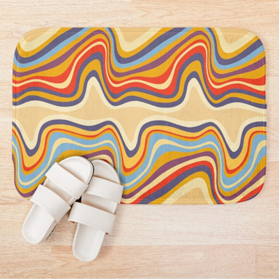 retro wave seaside redbubble bath mat sharon turner scrummy