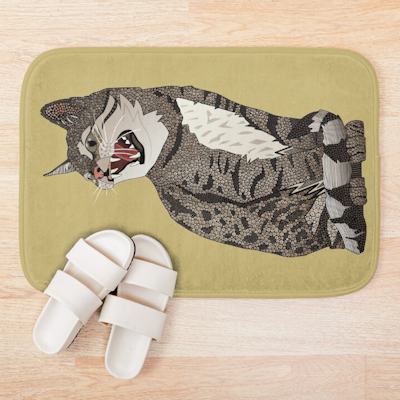 Indian desert fox pale gold redbubble bath mat sharon turner scrummy
