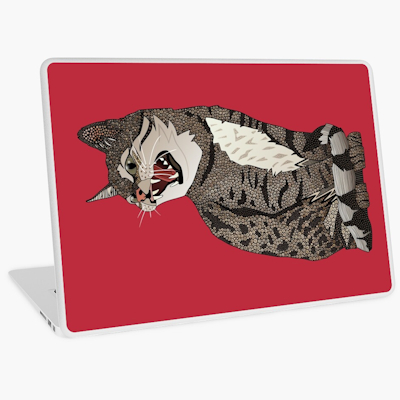 Indian desert cat scarlet redbubble laptop skin sharon turner scrummy
