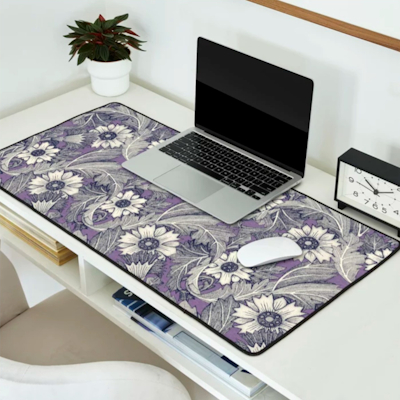 acanthus navy blue violet society6 desk mat sharon turner