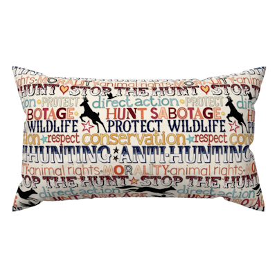 hunt sabotage typography spoonflower lumber throw pillow sharon turner scrummy