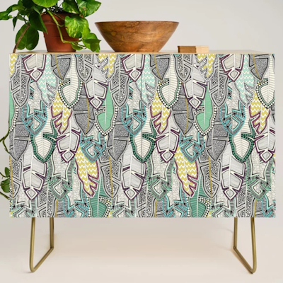 layered palm leaves society6 credenza sharon turner