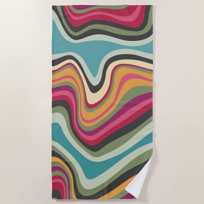 retro wave MANA zazzle beach towel sharon turner scrummylicious
