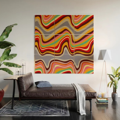 retro wave disco wood wall art society6 sharon turner