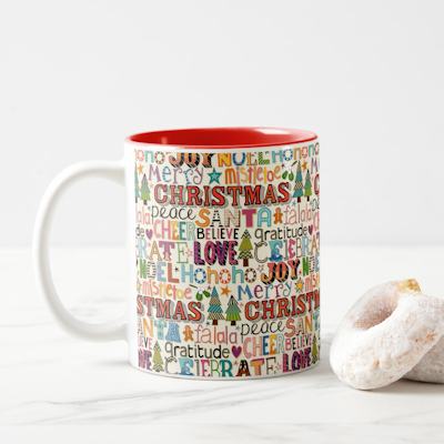 christmas typography zazzle mug sharon turner