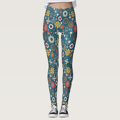 zazzle boho jewel treasures peacock blue leggings sharon turner scrummylicious