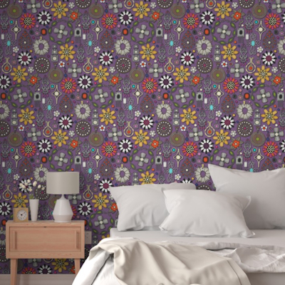 boho jewel treasures lilac large spoonflower wallpaper sharon turner scrummy