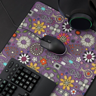 boho jewel treasures lilac redbubble desk mat sharon turner scrummy