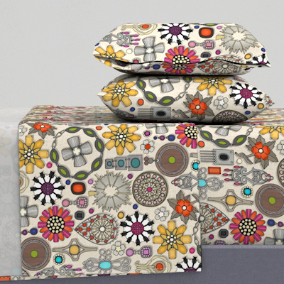 boho jewel treasures linen large spoonflower sheet set sharon turner scrummy
