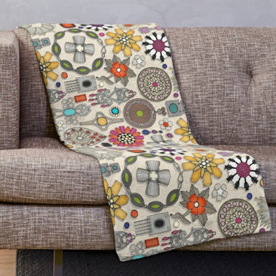 boho jewel treasures linen redbubble throw blanket sharon turner scrummy