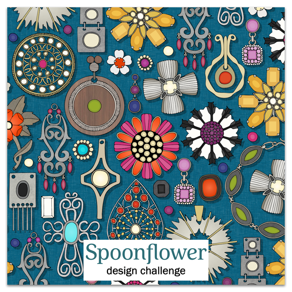 boho jewel treasures peacock blue jewel toned spoonflower challenge link sharon turner