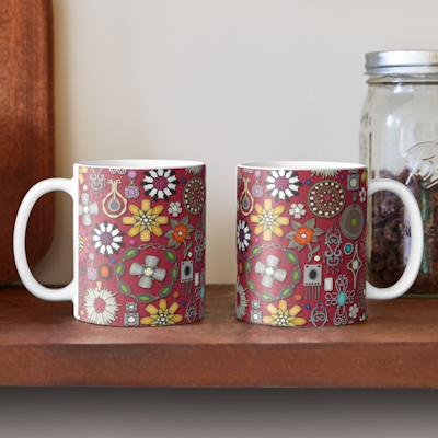 boho jewel treasures red redbubble mug sharon turner scrummy