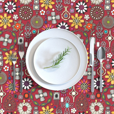 boho jewel treasures red spoonflower tablecloth sharon turner scrummy