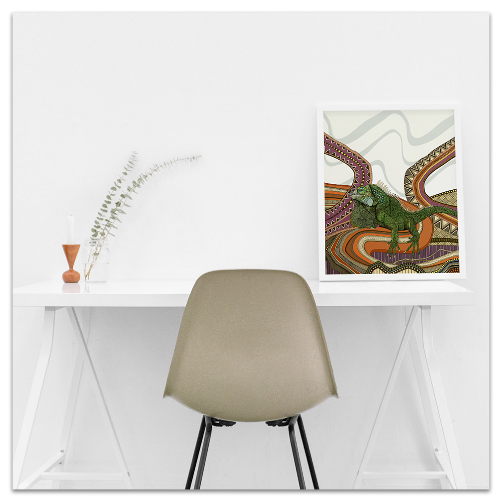 green iguana mock art sharon turner