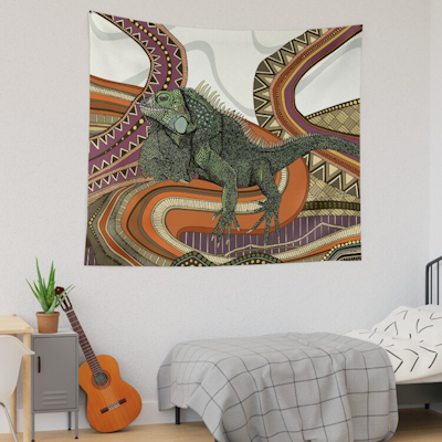 green iguana redbubble wall tapestry sharon turner scrummy