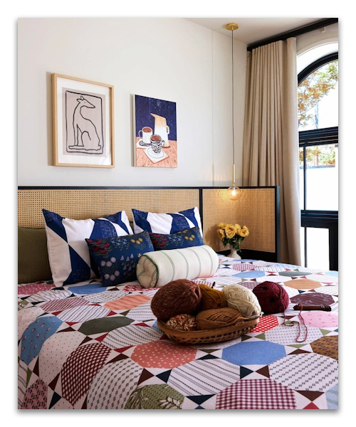 modern quilt minimal navy pearl society6 pillow shams lifestyle feature sharon turner