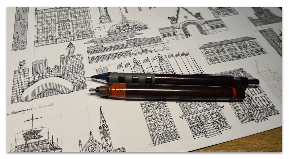 Chicago toile work in progress sharon turner illustration spoonflower scrummy