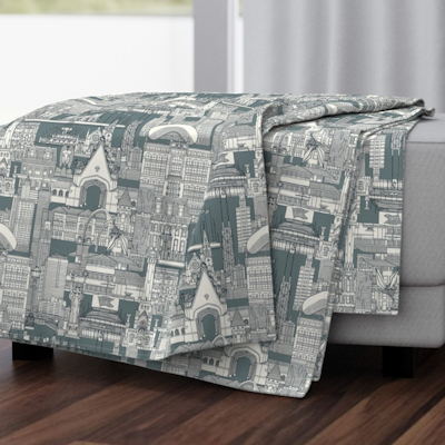 Chicago toile dark gray storm spoonflower throw blanket sharon turner scrummy