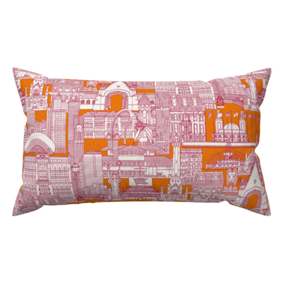 Chicago toile viva magenta satsuma lumbar throw pillow spoonflower sharon turner scrummy