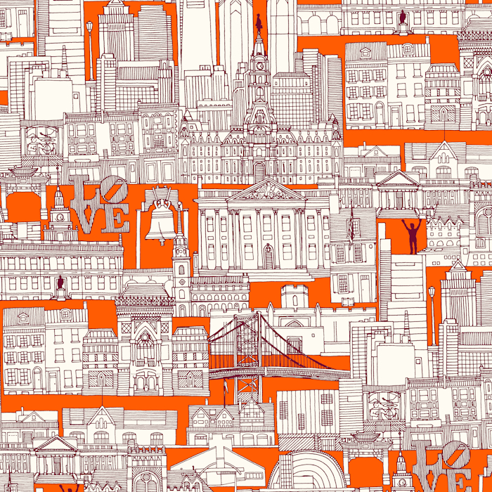 PHILADELPHIA TOILE HOT ORANGE CLARET WORLD 700