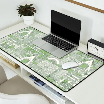 Society6 Chicago toile sea kelp sage green desk mat sharon turner