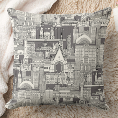 zazzle Chicago toile black robust grey throw pillow sharon turner scrummylicious