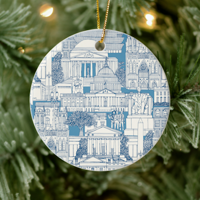 zazzle Washington DC toile blue ceramic ornament sharon turner scrummylicious