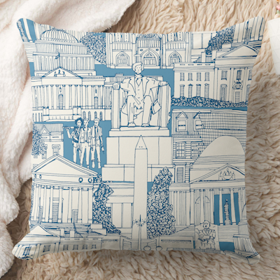 zazzle Washington DC toile blue throw pillow sharon turner scrummylicious