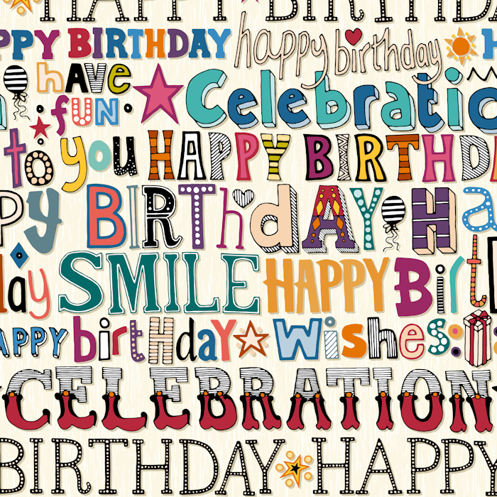 birthday celebration pearl typography 700