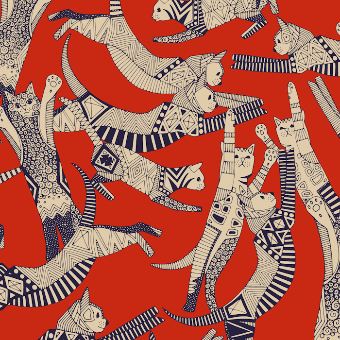 cat party retro cats 700