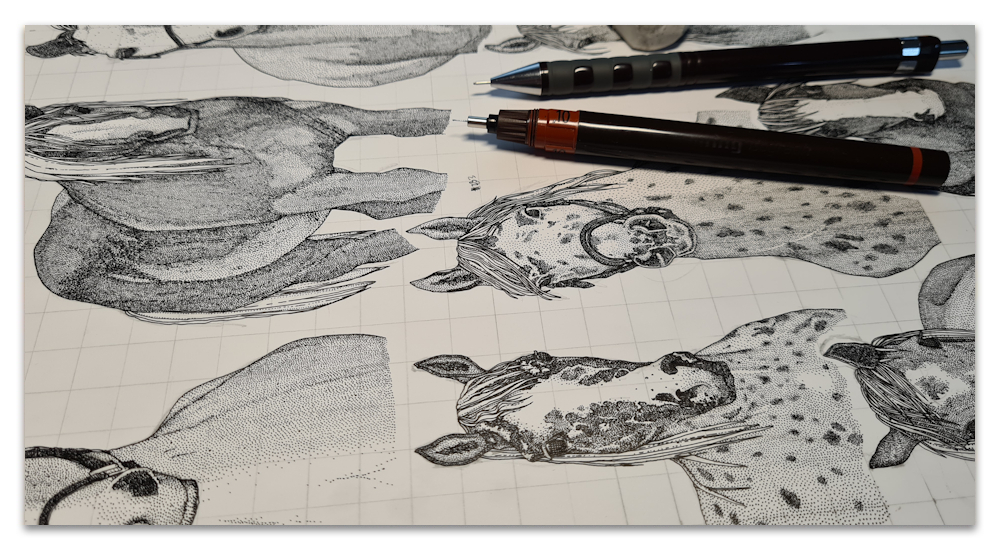 just horses work in progress illustration sharon turner scrummy spoonflower