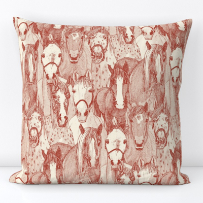 just horses paprika pearl spoonflower throw pillow sharon turner scrummy